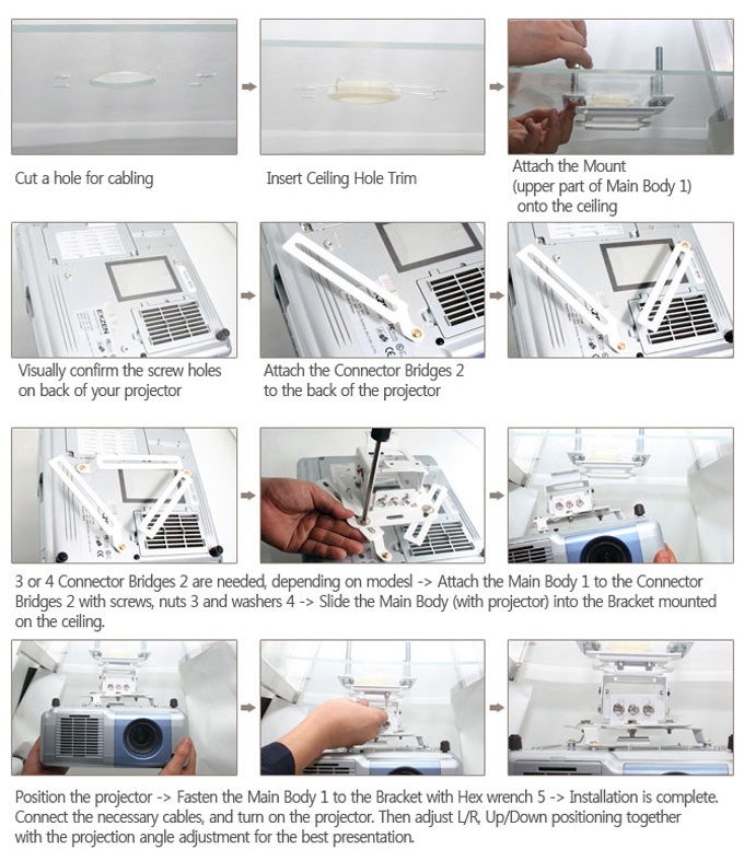 Projector Ceiling Mount Sytem Projector Mounting Bracket Universal Projector Assembly Parts With Steel Material